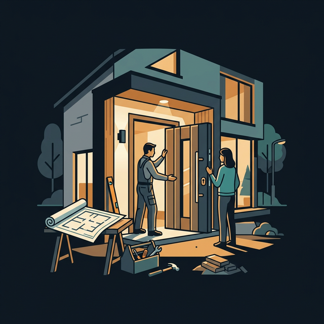 Neubau mit Haustür-Installation