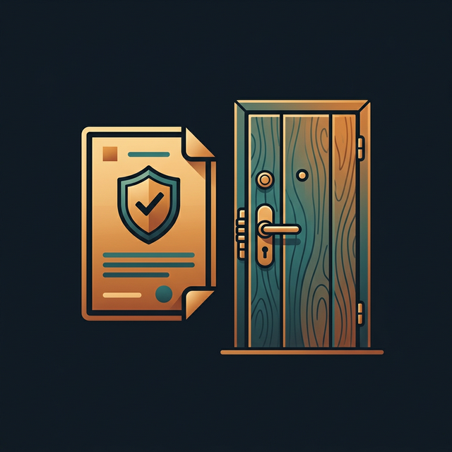 Versicherungsdokument neben gesicherter Tür