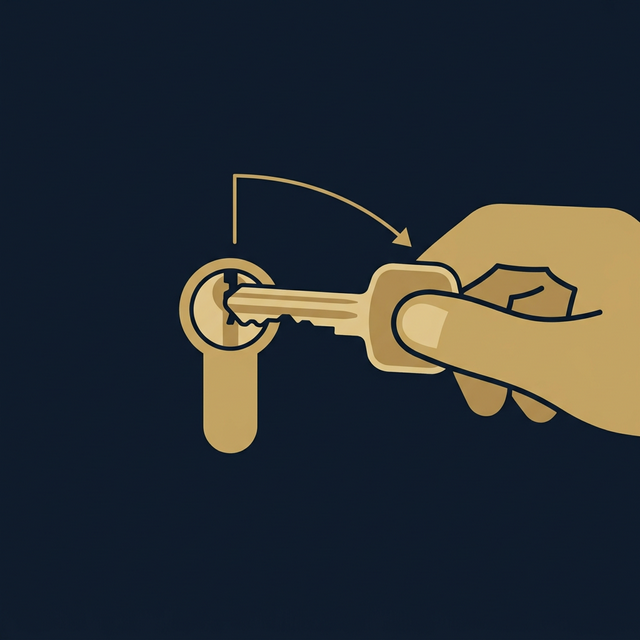 Schritt 2: Schlüssel einstecken und ca. 15 Grad drehen