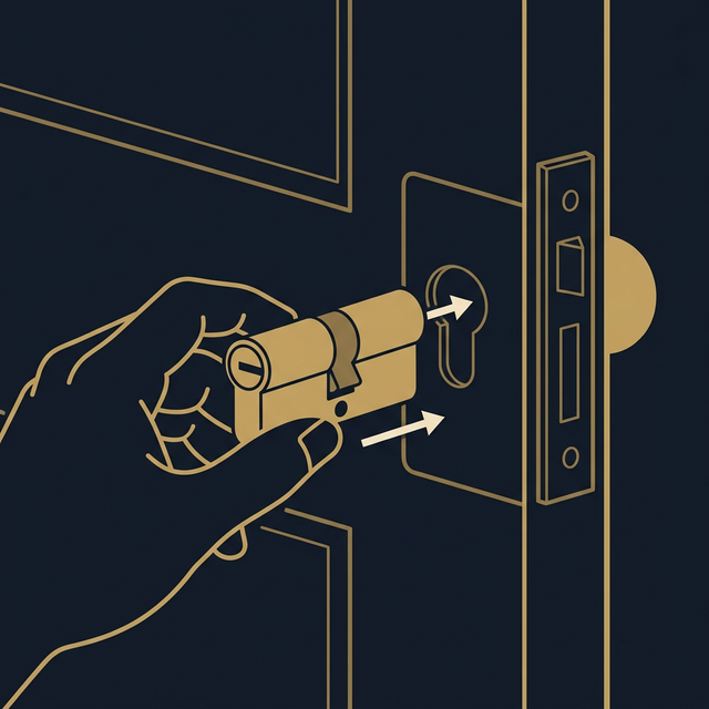 Schritt 4: Neuen Profilzylinder in das Schlossgehäuse einschieben